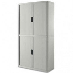 PAPERFLOW EasyOffice armoire démontable corps en PS teinté et rideau Gris - Dim L110x H204x P41,5 cm