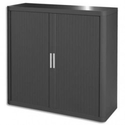 PAPERFLOW EasyOffice armoire démontable corps en PS teinté et rideau Anthracite - Dim L110xH104xP41,5 cm