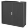 PAPERFLOW EasyOffice armoire démontable corps en PS teinté et rideau Anthracite - Dim L110xH104xP41,5 cm