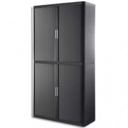 PAPERFLOW EasyOffice armoire démontable corps en PS teinté et rideau Anthracite - Dim L110xH204xP41,5 cm