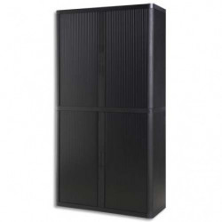 PAPERFLOW EasyOffice armoire démontable corps en PS teinté et rideau Noir - Dim L110x H204x P41,5 cm
