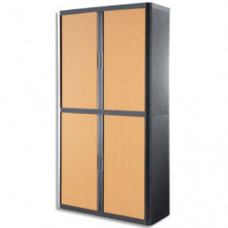 PAPERFLOW EasyOffice armoire démontable corps en PS teinté Anthracite rideau Hêtre L110x H204x P41,5 cm