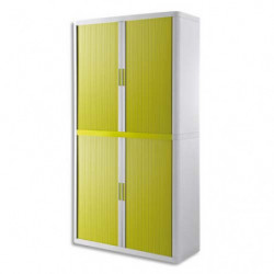 PAPERFLOW EasyOffice armoire démontable corps en PS teinté Blanc rideau Vert - Dim L110x H204x P41,5 cm