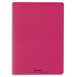 PLEIN CIEL Cahier piqûre 24x32cm 96 pages grands carreaux Seyès 90g. Couverture polypro Rose
