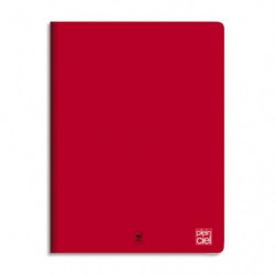 PLEIN CIEL Cahier piqûre 24x32cm 48 pages grands carreaux Seyès 90g. Couverture polypro Rouge