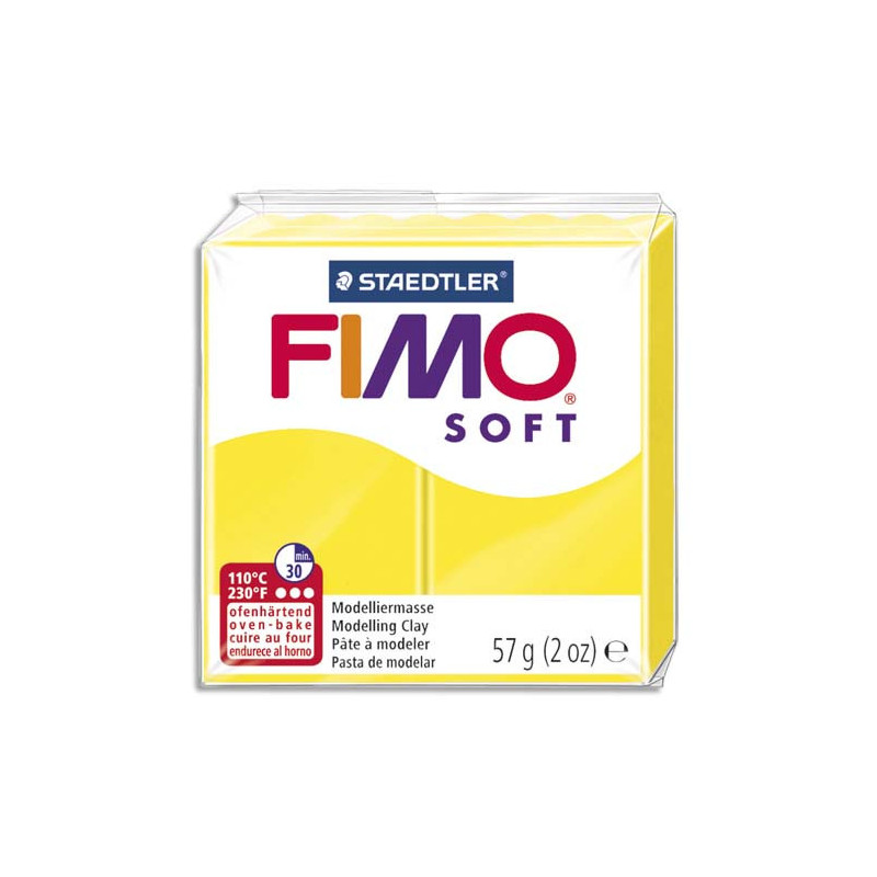 FIMO Pâte à cuire Fimo Soft de 57 g coloris Jaune Citron