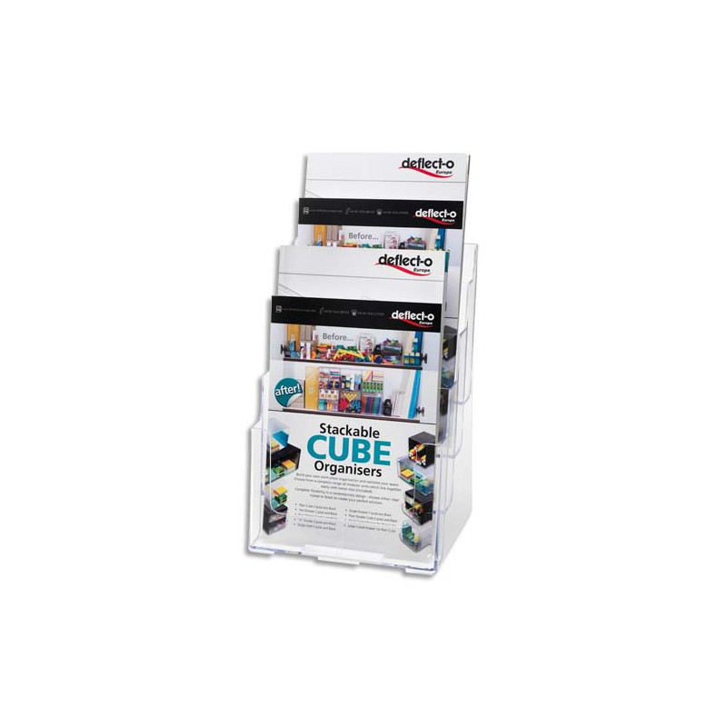 DEFLECTO Porte-brochures 4cases format A4 transparent