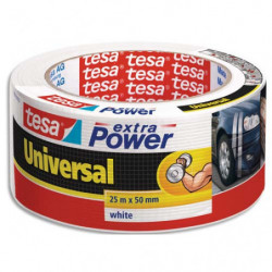 TESA Rouleau de toile adhésive renforcée 25m x 50 mm coloris Blanc