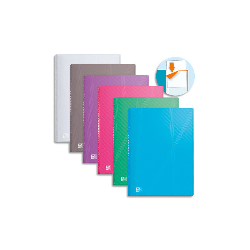 OXFORD Protège-documents Hawaï 160 vues,80 pochettes. En polypro translucide. 4 intercalaires . Assortis