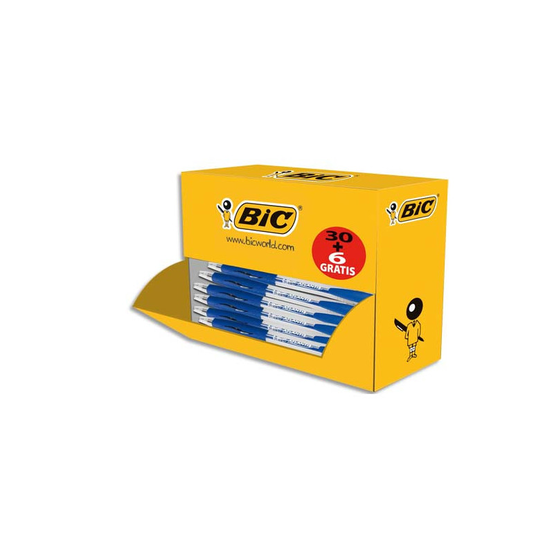 BIC Atlantis Classic Stylos-Bille Rétractables Pointe Moyenne (1,0 mm) - Bleu, Boîte de 30+6
