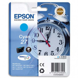 EPSON Cartouche Jet d'Encre DURABrite Ultra Cyan ''Réveil'' 27 - C13T27024012