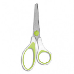 WONDAY Ciseaux Uni'Vert 13 cm anneaux asymétriques bimatière biodégradable, recyclable vert/Blanc