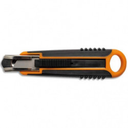 FISKARS Cutter de sécurité - Lame trapézoidale spécifique 18mm - Lame ajustable - Auto rétractable