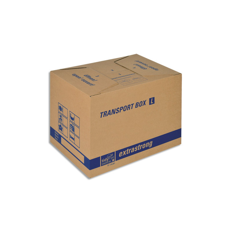 TIDYPAC Carton de déménagement double cannelure format L - Dimensions : L50 x H35 x P35,5 cm brun