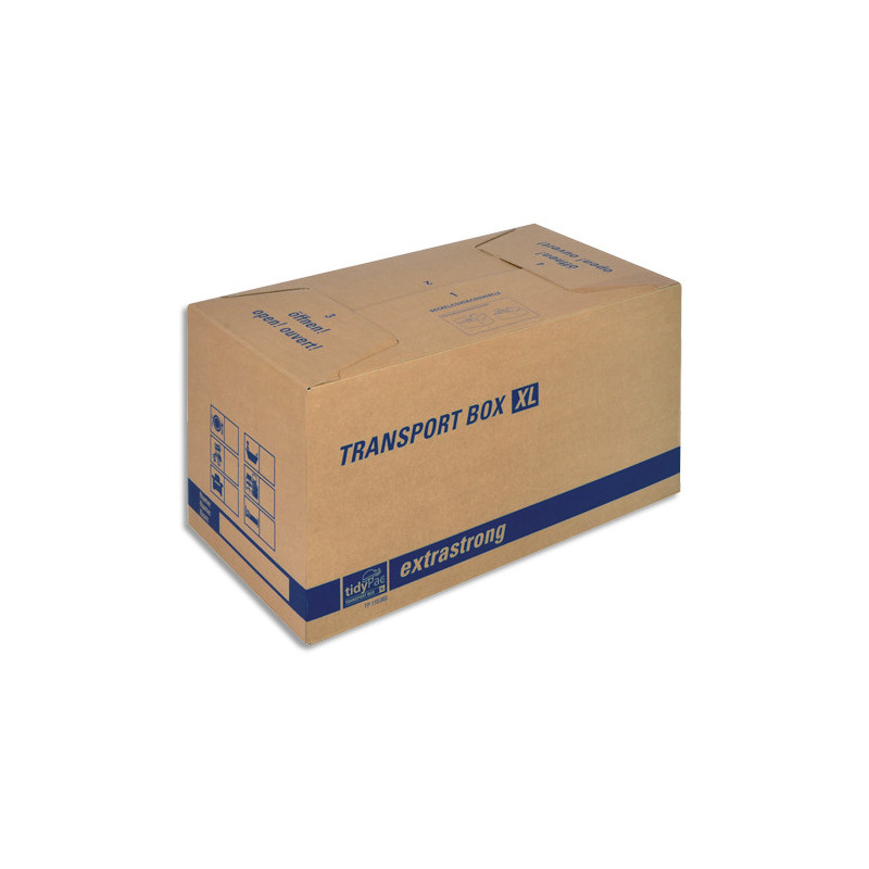 TIDYPAC Carton de déménagement double cannelure format XL - Dimensions : L68 x H35 x P35,5 cm brun