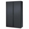 MT INTERNATIONAL Armoire haute métal monobloc Corps et Rideaux Noir 4 tablettes - Dim.120x198x43 cm