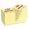 POST-IT Lot de 12 blocs repositionnables Super Sticky 90 feuilles Jaune 4,76 X 4,76 mm