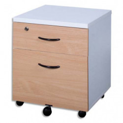 MT INTERNATIONAL Caisson Mobile 2 tiroirs Blanc hêtre MT1 Elégance - Dimensions : L42 x H54 x P50 cm