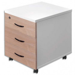 MT INTERNATIONAL Caisson Mobile 3 tiroirs Blanc hêtre MT1 Elégance - Dimensions : L42 x H54 x P50 cm