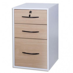 MT INTERNATIONAL Classeur bois en PPSM 3 tiroirs Blanc hêtre MT1 Elégance - Dim. : L42 x H69 x P44 cm