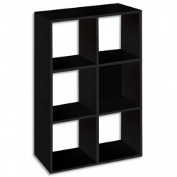 MT INTERNATIONAL Bibliothèque 6 cases Noir MT3 Elégance - Dimensions : L73 x H107 x P33 cm