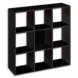 MT INTERNATIONAL Bibliothèque 9 cases Noir MT3 Elégance - Dimensions : L107 x H107 x P33 cm