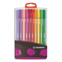 STABILO Pen 68 feutre de dessin pointe moyenne - ColorParade de 20 feutres - Boîtier gris/fushia