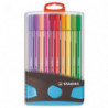 STABILO Pen 68 feutre de dessin pointe moyenne - ColorParade de 20 feutres - Boîtier gris/turquoise