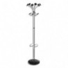 ALBA Portemanteau Chromy 6 double-patères avec porte parapluie. Base lestée 38 cm, hauteur 179 cm