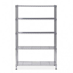 ALBA Etagère Mobi en fil métal chromé taille L, 5 tablettes, charge max 350Kg - Dim L120 x H200 x P35 cm