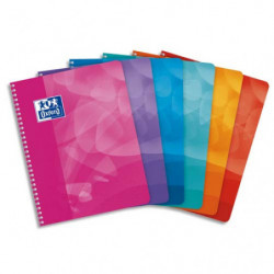 OXFORD Cahier spirale Lagoon 17x22cm 100 pages 90g Seyès. Couverture polypro assorties