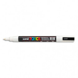 UNI POSCA Marqueur peinture à eau, encre à pigmentation Blanche, pointe fine PC3M BL