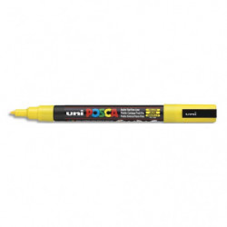 UNI POSCA Marqueur peinture à eau, encre à pigmentation Jaune, pointe fine PC3M J