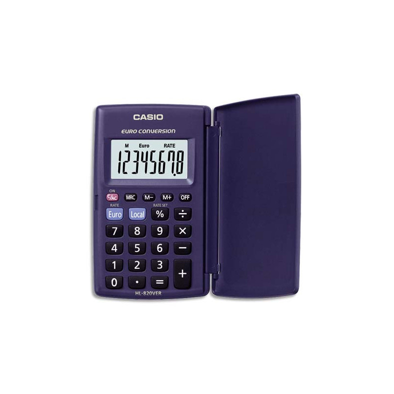 CASIO Calculatrice de poche étui rigide conversion euro 8 chiffres HL820VER