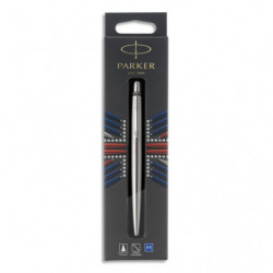 PARKER Pochette 1 stylo bille Bleu pointe moyenne Jotter. Corps Acier CT