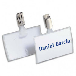 DURABLE Boîte 25 Porte-badges Click Fold en polypropylène avec clip en métal - L90 x H54 mm - Transparent