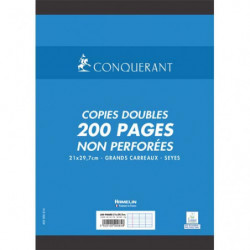CONQUERANT C7 Copies doubles non perforées Blanches 21x29,7cm 200pages Seyès 70g - Sous étuis