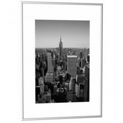PAPERFLOW Cadre photo contour aluminium coloris Argent, plaque en plexiglas. Format 42 x 59 cm