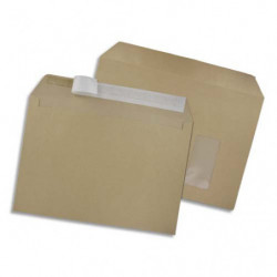 GPV Boîte de 250 enveloppes kraft brun auto-adhésives 90g format C4 avec fenêtre 50x100mm