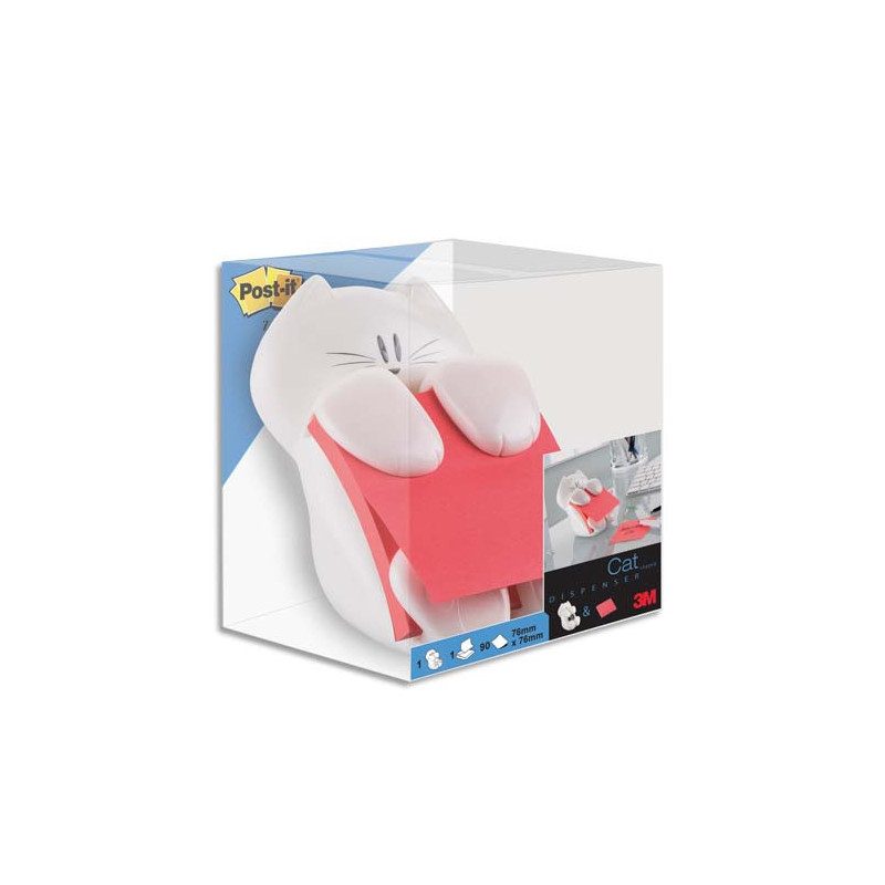 POST-IT Dévidoir chat 7,6 x 7,6 cm - 90 feuilles - rose