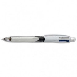 BIC Stylo bille 4 couleurs Multi-Fonctions avec grip. Pointe Moyenne x3 + porte-mine, avec gomme intégrée