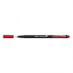 BIC Intensity Stylo Feutre d'écriture Pointe Fine et Corps Noir Verni - Rouge intense