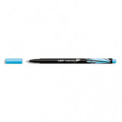 BIC Intensity Stylo Feutre d'écriture Pointe Fine et Corps Noir Verni - Bleu ciel