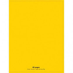 CONQUERANT C9 Cahier piqûre 24x32cm 48 pages 90g grands carreaux Seyès. Couverture polypropylène Jaune
