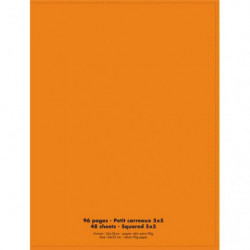 Cahier piqûre 24x32cm 96 pages 90g quadrillé 5x5. Couverture polypropylène Orange
