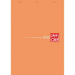 PLEIN CIEL Bloc agrafé en-tête 160 pages non perforées 80g petits carreaux 5x5 21x29,7cm. Couv Orange