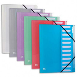 OXFORD Trieur Hawaï 12 positions en polypropylène 4/10e. Fermeture par élastique. Coloris Assortis.