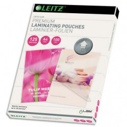 LEITZ Pochettes de plastification, 125 microns par face, format A4, boîte de 100, brillant, 74810000