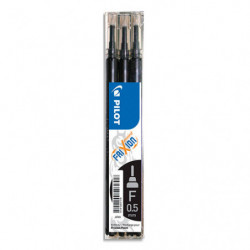PILOT Set de 3 recharges pour roller FriXion Point. Pointe fine 0,5 mm. Encre Noir.
