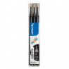 PILOT Set de 3 recharges pour roller FriXion Point. Pointe fine 0,5 mm. Encre Noir.